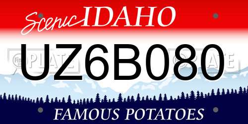 UZ6B080 Idaho License Plate
