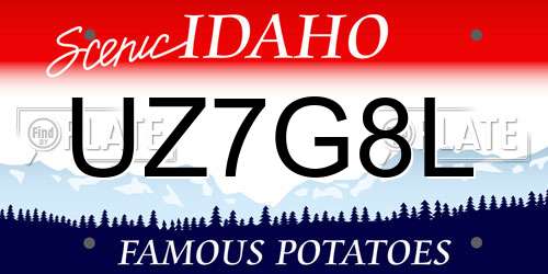 UZ7G8L Idaho License Plate