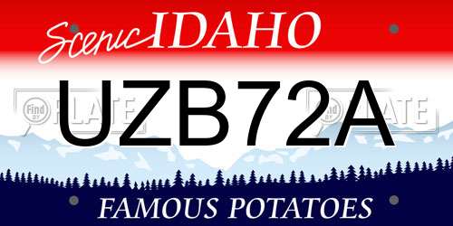 UZB72A Idaho License Plate