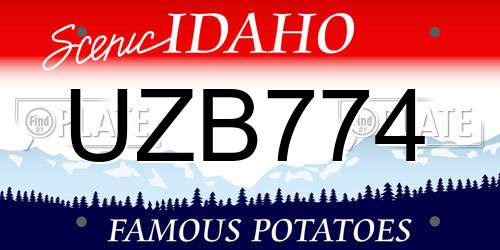 UZB774 Idaho License Plate