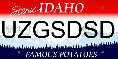 UZGSDSD Idaho License Plate