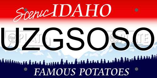 UZGSOSO Idaho License Plate