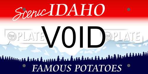 V0ID Idaho License Plate