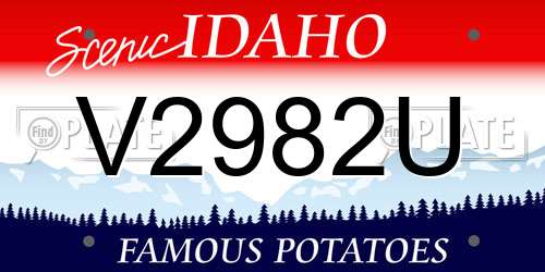 V2982U Idaho License Plate