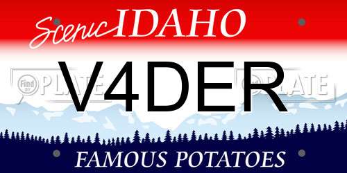 V4DER Idaho License Plate