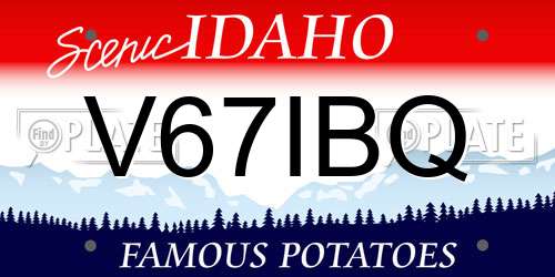 V67IBQ Idaho License Plate