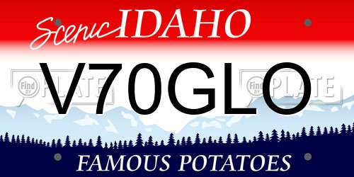 V70GLO Idaho License Plate