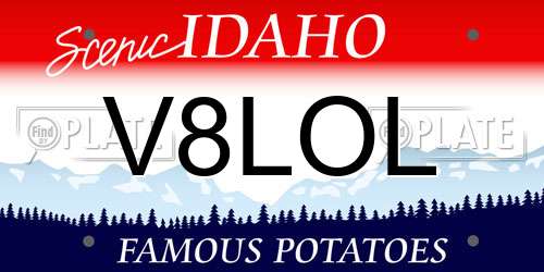 V8LOL Idaho License Plate