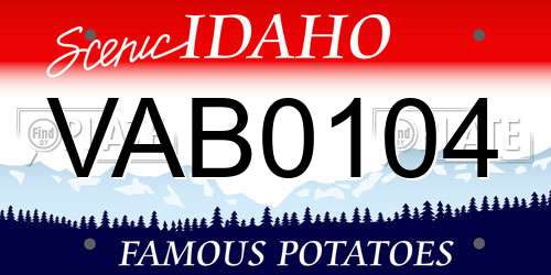 VAB0104 Idaho License Plate