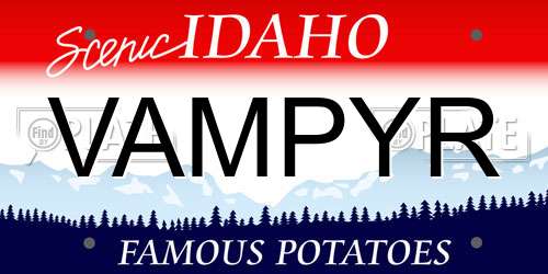VAMPYR Idaho License Plate