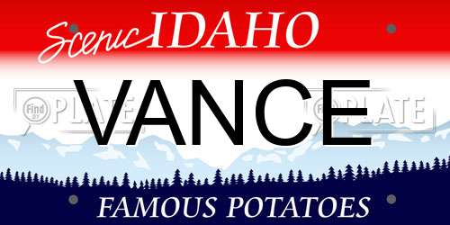 VANCE Idaho License Plate