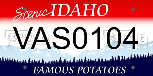 VAS0104 Idaho License Plate