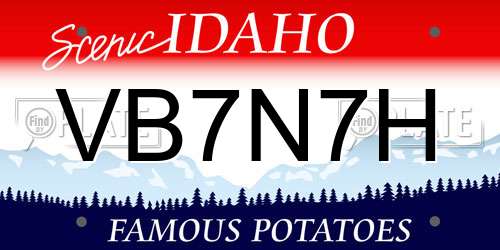 VB7N7H Idaho License Plate
