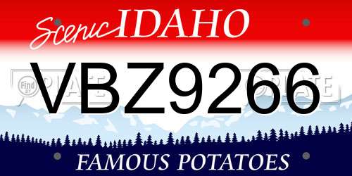 VBZ9266 Idaho License Plate