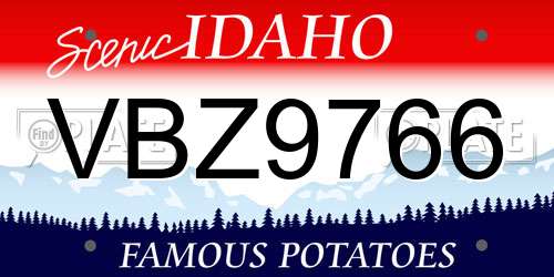 VBZ9766 Idaho License Plate