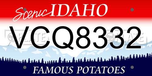 VCQ8332 Idaho License Plate
