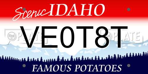 VE0T8T Idaho License Plate