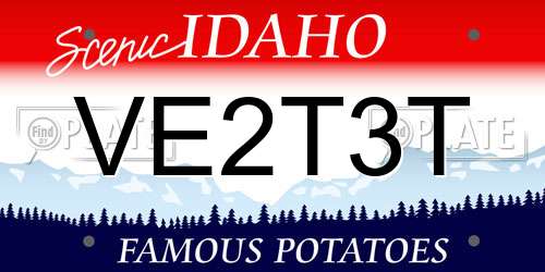 VE2T3T Idaho License Plate