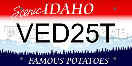VED25T Idaho License Plate