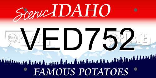 VED752 Idaho License Plate