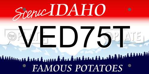 VED75T Idaho License Plate