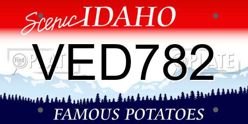 VED782 Idaho License Plate