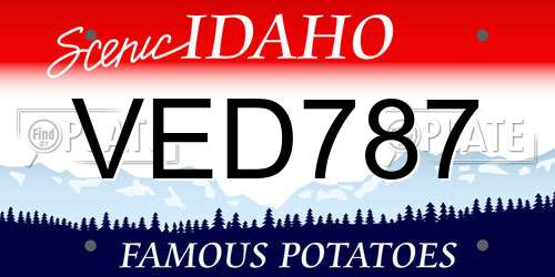 VED787 Idaho License Plate