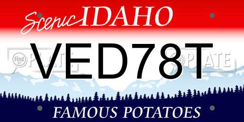VED78T Idaho License Plate