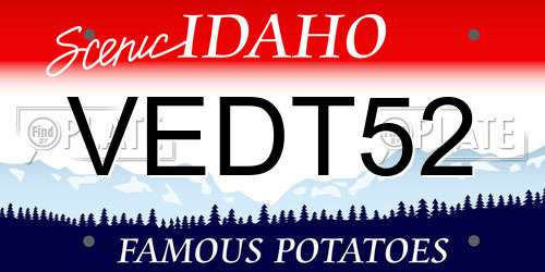 VEDT52 Idaho License Plate