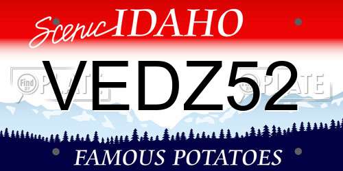 VEDZ52 Idaho License Plate