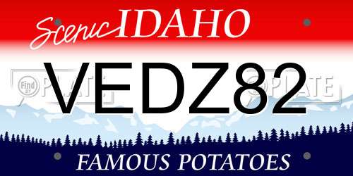 VEDZ82 Idaho License Plate