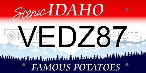 VEDZ87 Idaho License Plate