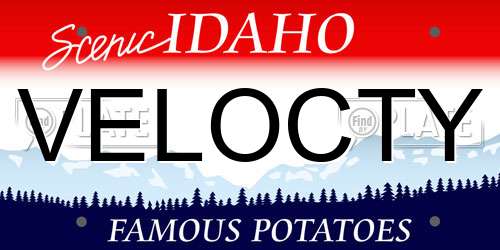 VELOCTY Idaho License Plate