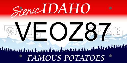 VEOZ87 Idaho License Plate