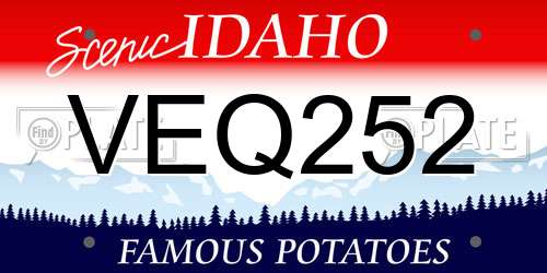 VEQ252 Idaho License Plate