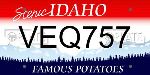 VEQ757 Idaho License Plate