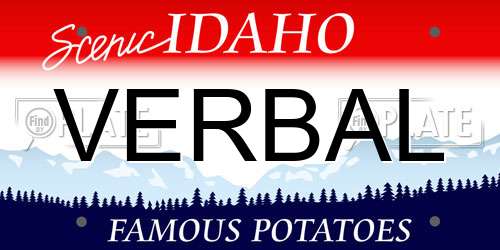 VERBAL Idaho License Plate