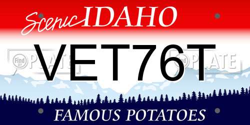 VET76T Idaho License Plate