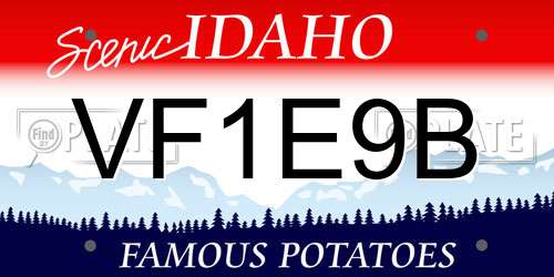 VF1E9B Idaho License Plate
