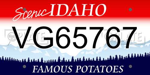 VG65767 Idaho License Plate