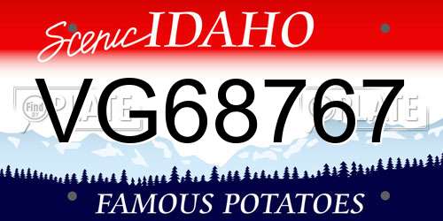 VG68767 Idaho License Plate