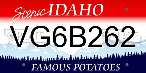 VG6B262 Idaho License Plate
