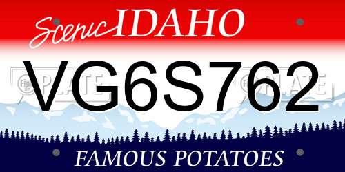 VG6S762 Idaho License Plate