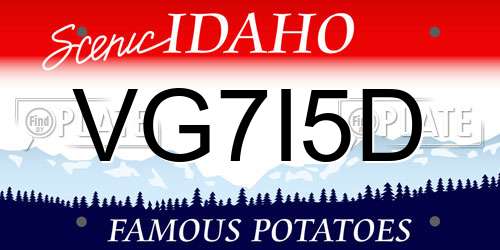 VG7I5D Idaho License Plate