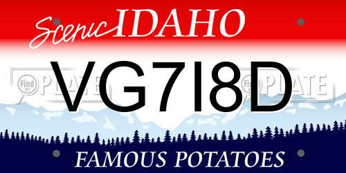 VG7I8D Idaho License Plate
