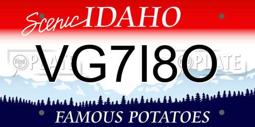 VG7I8O Idaho License Plate