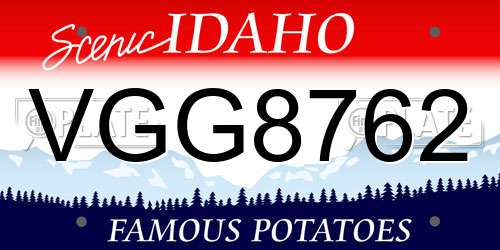VGG8762 Idaho License Plate