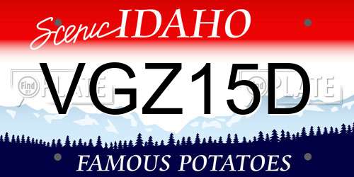 VGZ15D Idaho License Plate