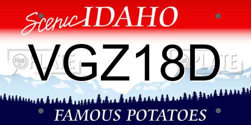 VGZ18D Idaho License Plate