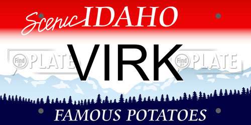 VIRK Idaho License Plate